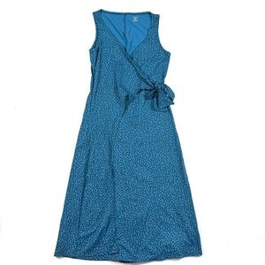 Patagonia Wrap It up Dress Blue Geo Print Sleeveless Faux Wrap